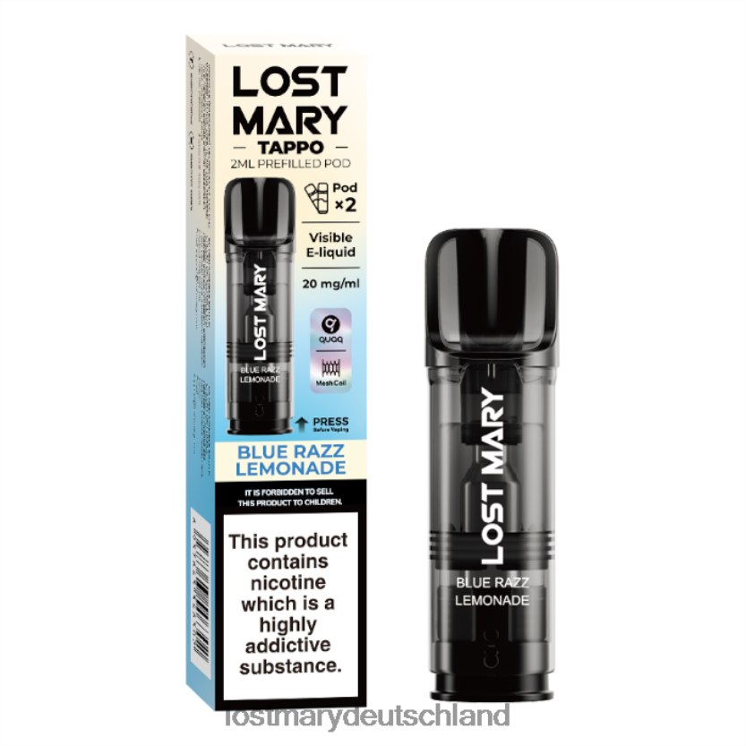 P4L0F181 - LOST MARY Vape - Lost Mary Tappo vorgefüllte Kapseln – 20 mg – 2 Stück Blue Razz Limonade